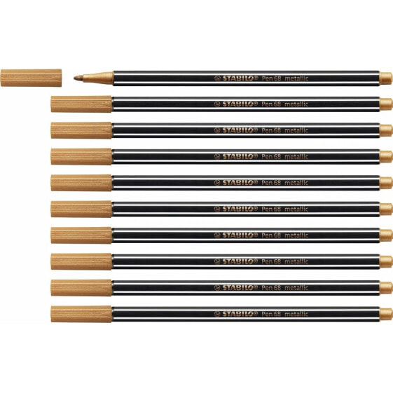 Ручки фломастеры STABILO Pen 68 металлические Медь (10 штук)