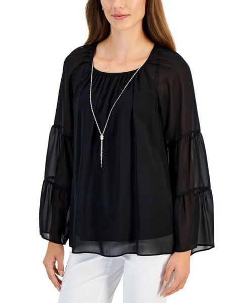 Petite Tier-Sleeve Necklace Top, Created for Macy's