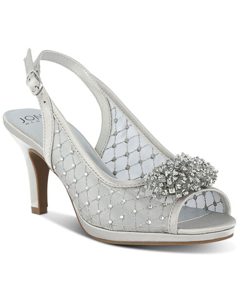 Women's Breena Embellished Peep Toe Slingback Pumps