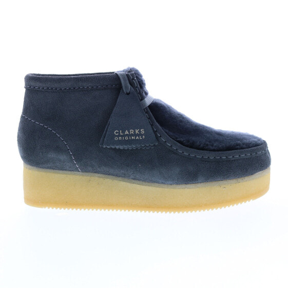 Женские сапоги Clarks Wallabee Wedge из серого замши