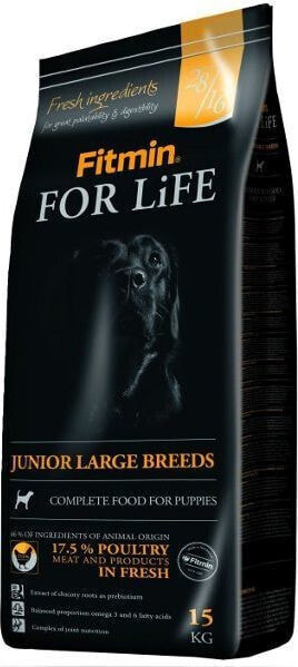 Сухой корм для собак Fitmin, For Life Junior Large, для щенков крупных пород, с мясом, 15 кг
