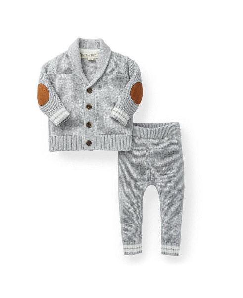 Baby Boys Baby Organic Cotton Cardigan and Sweater Legging Set