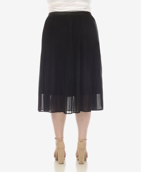 Plus Size Pleated Chiffon Midi Skirt