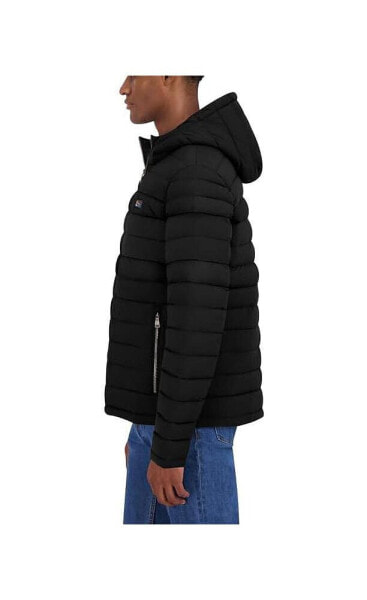 Men's Quilted Puffer Jacket with Sherpa Fur Lined Hood