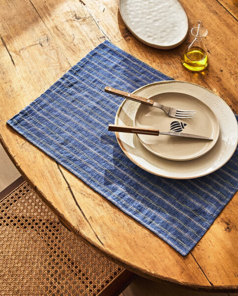 Striped linen placemat