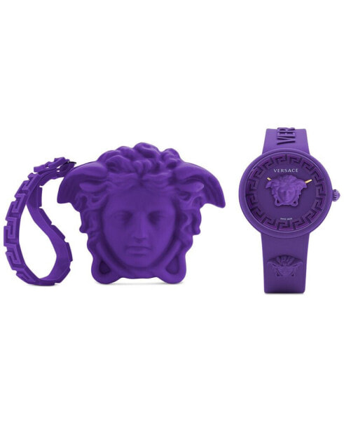 Women's Swiss Medusa Pop Purple Silicone Strap Watch 39mm Set