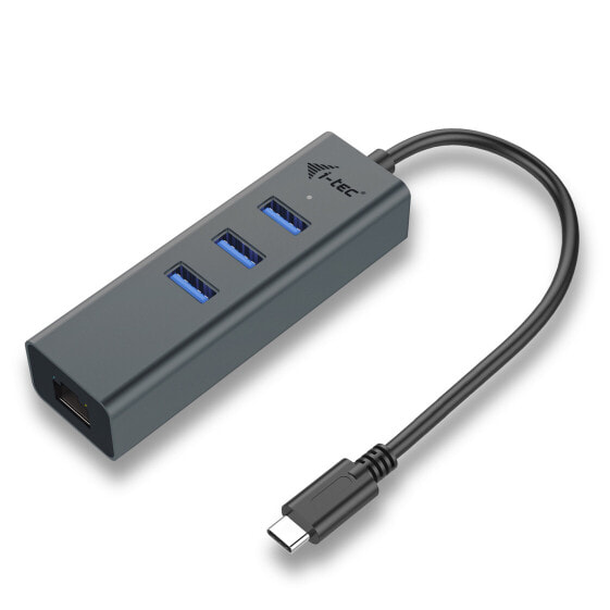 i-tec Metal USB-C HUB 3 Port + Gigabit Ethernet Adapter - USB 3.2 Gen 2 (3.1 Gen 2) Type-C - RJ-45 - USB 3.2 Gen 1 (3.1 Gen 1) Type-A - 5000 Mbit/s - Grey - LAN - 0.28 m