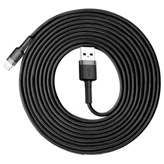 Wytrzymały nylonowy kabel przewód USB Iphone Lightning QC3.0 2A 3M czarno-szary