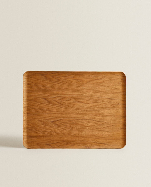 Rectangular non-slip wooden tray