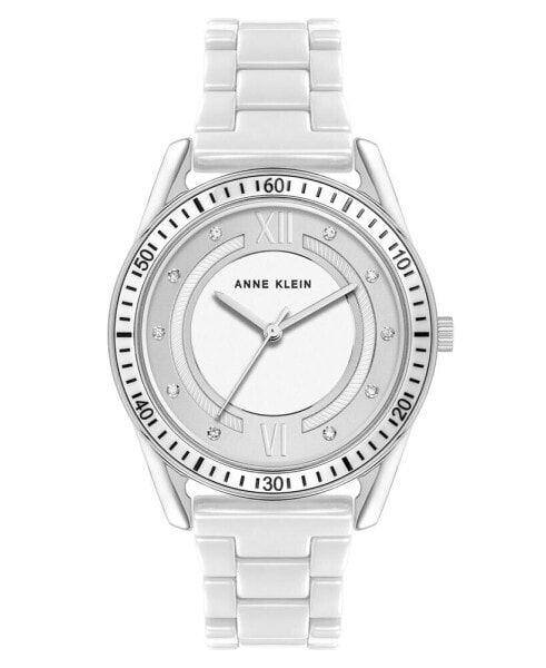 Women's Quartz White Ceramic Link Bracelet Watch, 42mm