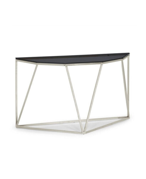 Aria 55" Smoked Glass and Polished Stainless Steel Console Table