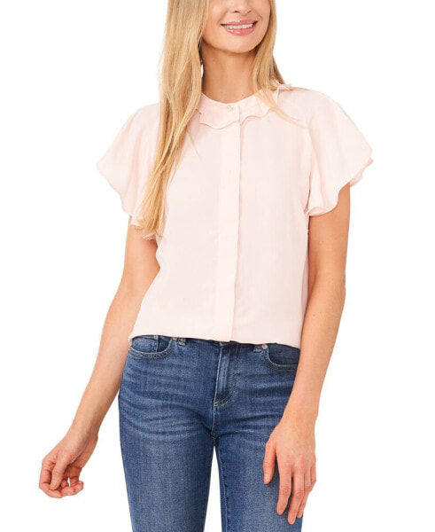 Women's Ruffled Raglan Split Flutter-Sleeve Blouse