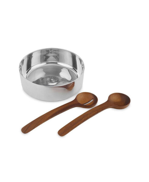 Nambe Nest Chillable 9.5" Round 3 Piece Salad Set with Servers