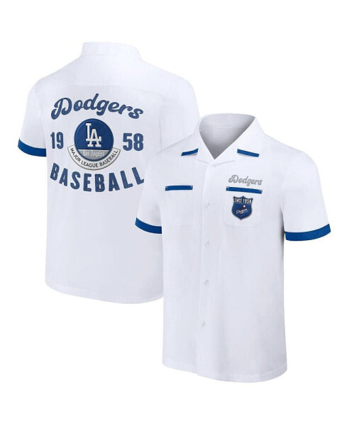 Men's Darius Rucker Collection by White Los Angeles Dodgers Bowling Button-Up Shirt