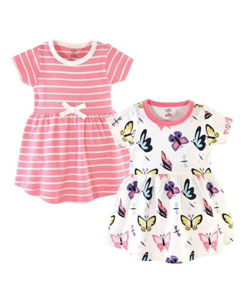 Baby Girls Baby ganic Cotton Short-Sleeve Dresses 2pk, Butterflies and Dragonflies