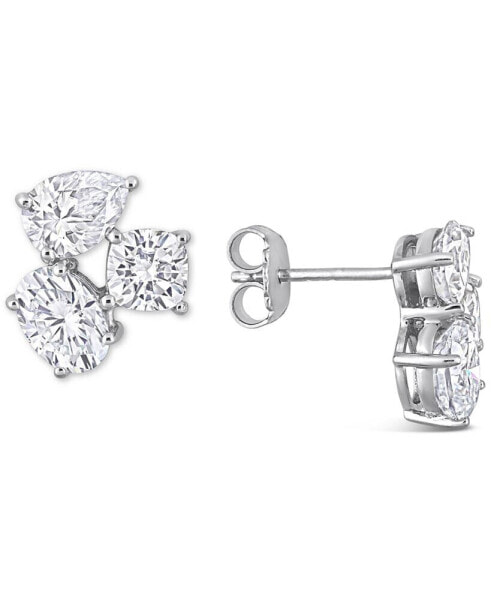 Lab-Created Moissanite Multi-Shape Cluster Stud Earrings (4-4/5 ct. t.w.) in Sterling Silver