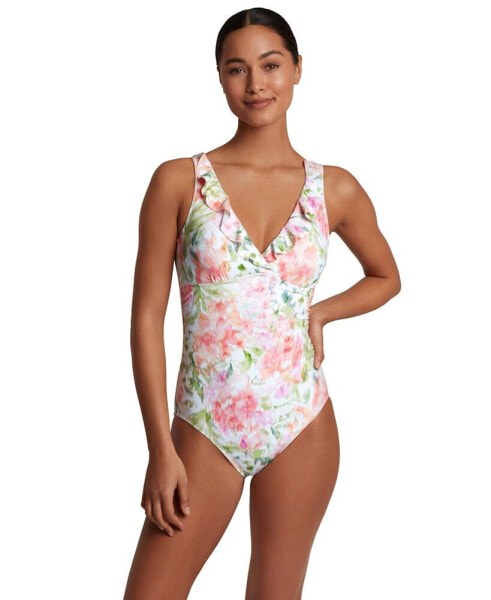 Women's Ruffled Floral-Print One-Piece Swimsuit