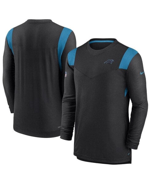 Men's Black Carolina Panthers Sideline Tonal Logo Performance Player Long Sleeve T-shirt