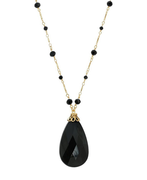 2028 glass Black Briolette Pendant