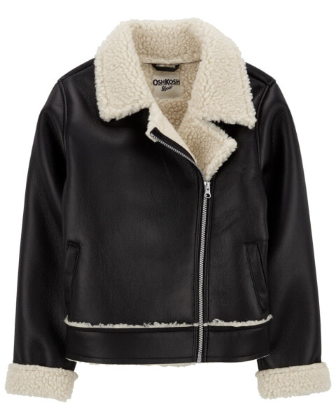 Kid Faux Leather and Sherpa Jacket 4