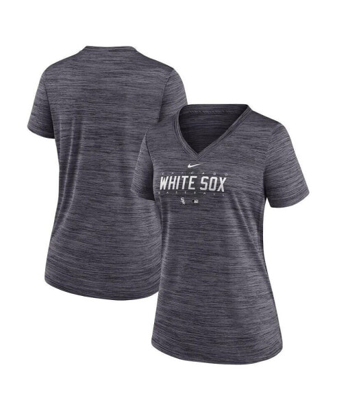 Women's Black Chicago White Sox Authentic Collection Velocity Practice Performance V-Neck T-shirt