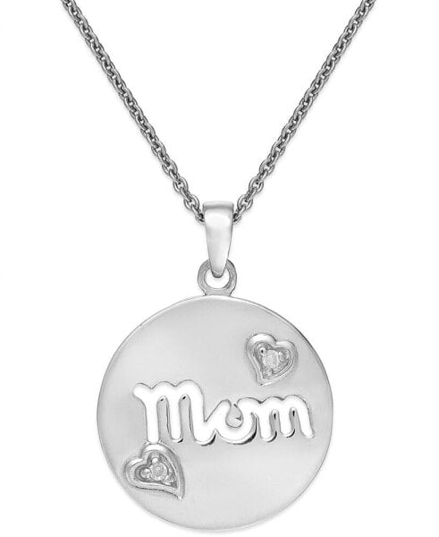 Giani Bernini cubic Zirconia Mom Heart Disc Pendant Necklace in 18k Gold-Plated Sterling Silver, 16" + 2" extender, Created for Macy's