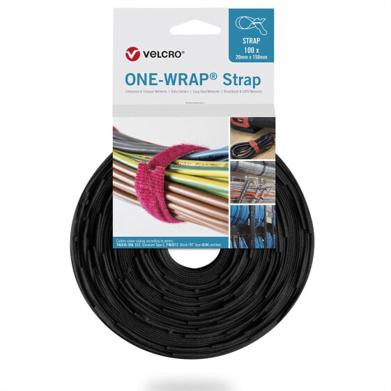 VELCRO ONE-WRAP - Releasable cable tie - Polypropylene (PP) - Velcro - Black - 230 mm - 20 mm - 100 pc(s)