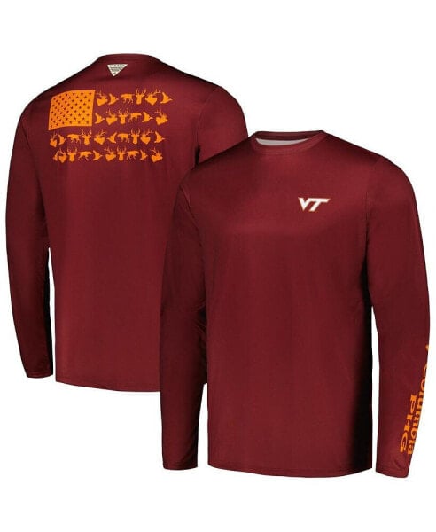 Men's Maroon Virginia Tech Hokies Terminal Shot Omni-Shade Long Sleeve T-shirt