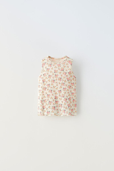 Floral open-knit vest top