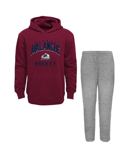 Toddler Boys Garnet, Heather Gray Colorado Avalanche Play by Play Pullover Hoodie and Pants Set