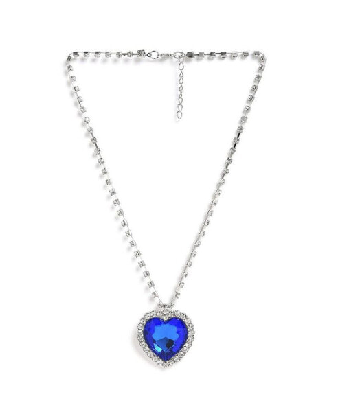 Women's Blue Heart Stone Pendant Necklace