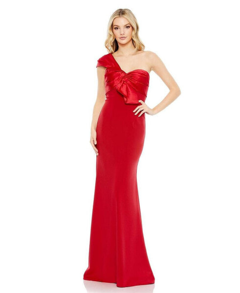 Women's One Shoulder Draped Trumpet Gown