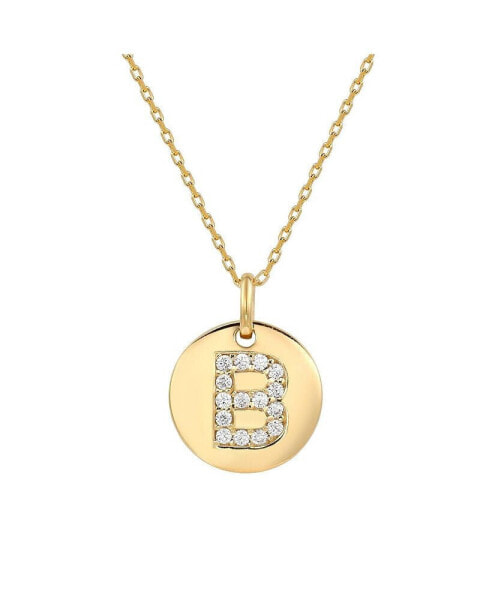 Suzy Levian New York suzy Levian Sterling Silver Cubic Zirconia Letter "B" Initial Disc Pendant Necklace