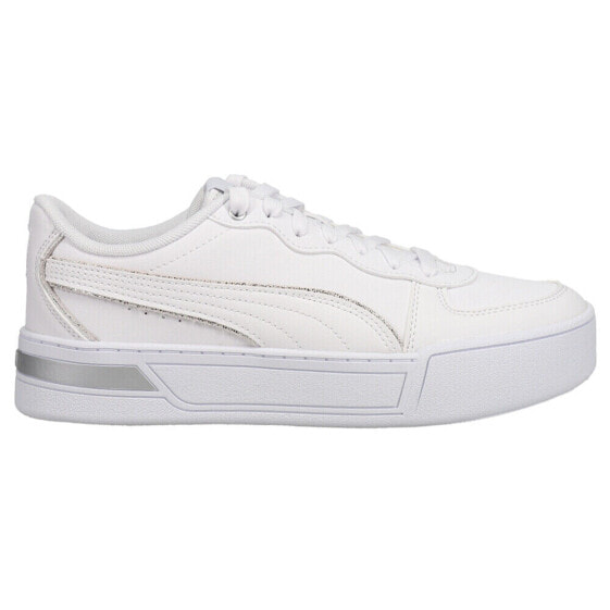 Puma Skye Metallic Lace Up Platform Womens White Sneakers Casual Shoes 37479701