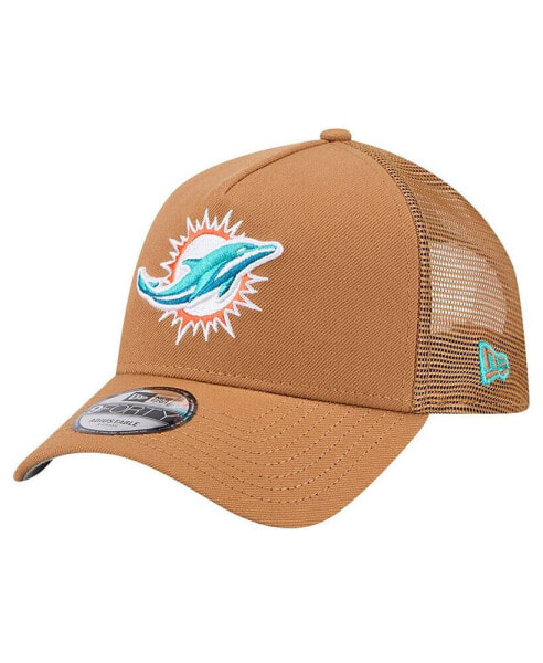 Men's Brown Miami Dolphins Color Pack A-Frame Trucker 9FORTY Adjustable Hat