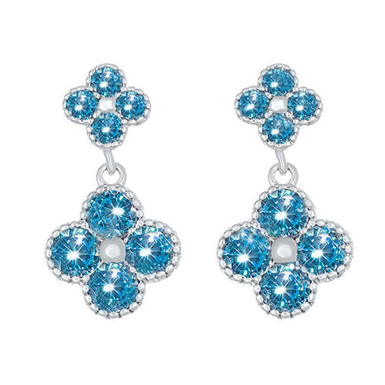 Beautiful earrings with blue flowers 42289.AQU.R