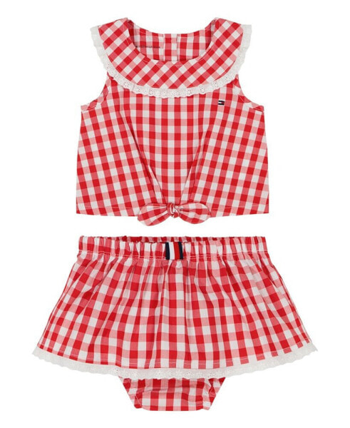 Baby Girls Gingham Check Top and Bloomer Shorts Set