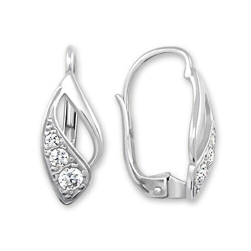 Elegant white gold earrings with zircons 239 001 00186 07