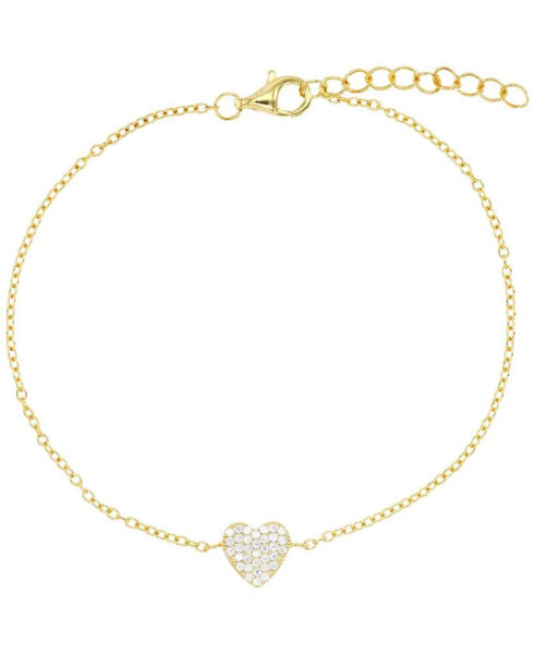 Браслет Macy's CuZi Pavé Heart Cable Link Bracelet