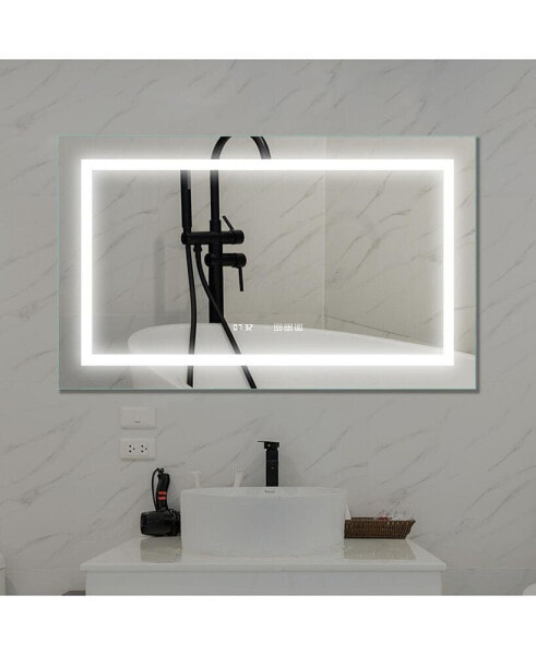 LED Bathroom Vanity Mirror, 40 X 24 Inch, Anti Fog, Night Light, Time, Temperature, Dimmable