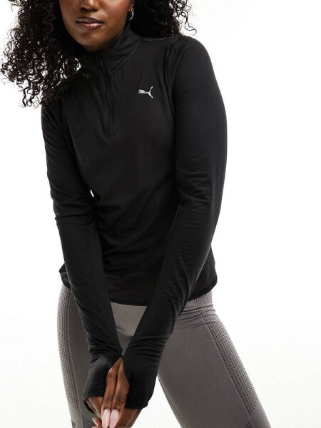 Puma Running Favourite 1/4 zip sweatshirt in black