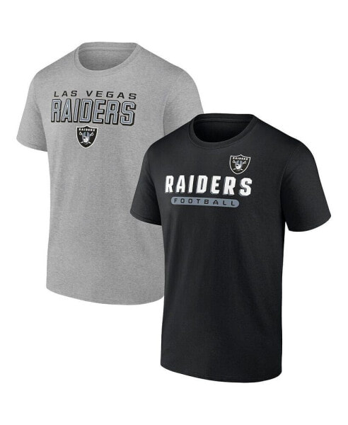 Men's Black and Heathered Gray Las Vegas Raiders Parent T-shirt Combo Pack