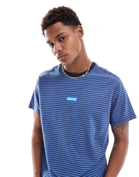 Levi's central baby tab logo stripe relaxed fit t-shirt in blue marl