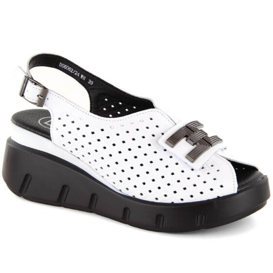 Leather openwork wedge sandals Filippo W PAW535 white