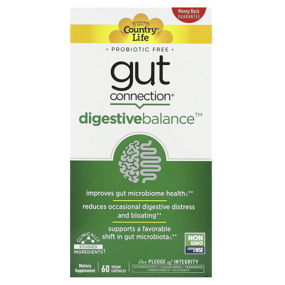 Витамины для пищеварительной системы Country Life Gut Connection, Digestive Balance, 60 веганских капсул.