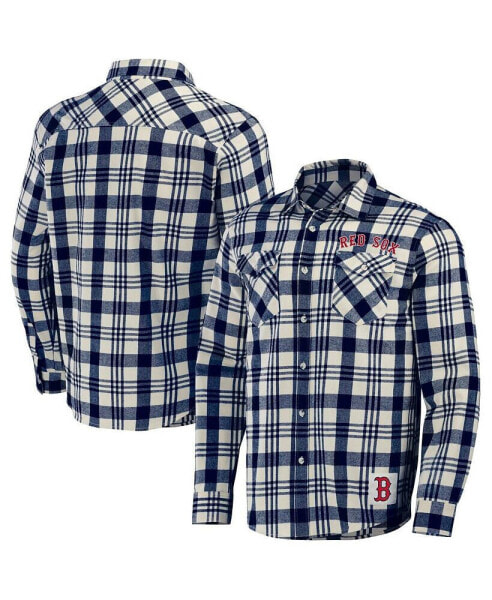 Men's Darius Rucker Collection by Navy Boston Red Sox Plaid Flannel Button-Up Shirt