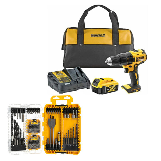 DeWALT Akku-Bohrschrauber DCD777P1, 1x 5,0 Ah. Ladegerät, Tasche & 100 Tlg. Bit- und Bohrerset