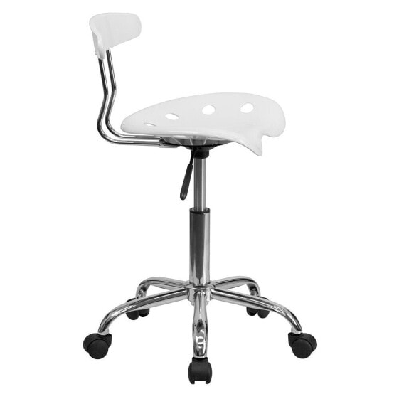 Vibrant White And Chrome Swivel Task Chair With Tractor Seat