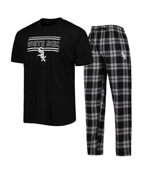 Men's Black and Gray Chicago White Sox Badge T-shirt and Pants Sleep Set