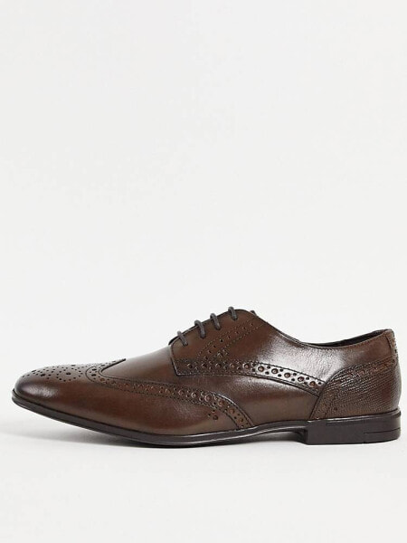 River Island lace up derby brogues in dark brown